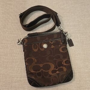 Coach Brown Messenger Bag with Interlocking C Pattern